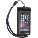 TETHYS Waterproof Case for Apple iPhone 6 5S 5C 5 Samsung Galaxy S6 and S6 Edge S5 S4 - Black Universal Ultrapouch Waterproof Pouch with Touch Responsive Front and Back Transparent Screen Protector Windows One Year Warranty fits any version of iPhone 6S 4S 4 3 iPod Touch LG Optimus G2 G2 MiniG Pro HTC One M8M7M4MiniGoogle Nexus 5 4MP3 PlayerAKA IPX8 Certified Protective Smartphone Credit Card Waterproof Bag Life CaseNot Compatible with iPhone 6 Plus 55inchGalaxy Note 4 3 2