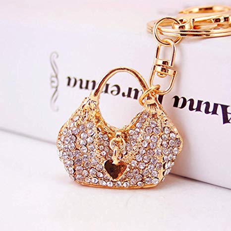 Jzcky Shzrp Exquisite Handbag Shape Crystal Rhinestone Keychain Key Chain Sparkling Key Ring Charm Purse Pendant Handbag Bag Decoration Holiday Gift
