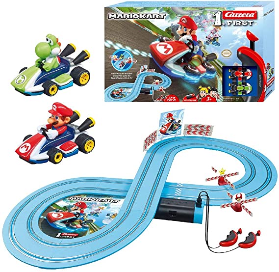 Nintendo Carrera Mario Slot Car Racing System Figure of 8 Kart Track with 2 Cars