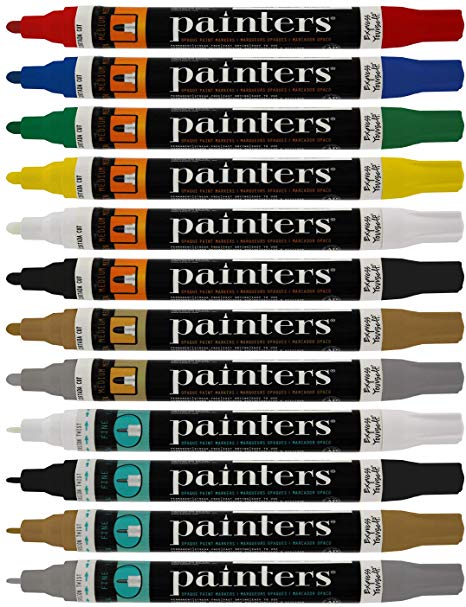 Elmer's Painters Opaque Paint Marker, Fine & Medium Point, Assorted Colors, 12-Count