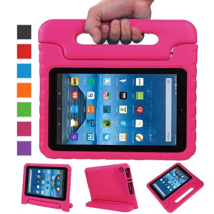 Fire 7 case,Fire 7 2015 Case,TRAVELLOR®Kids Shock Proof Convertible Handle Light Weight Super Protective Stand Cover for Amazon Fire Tablet (7 inch Display, 2015 Release Only)(pink)