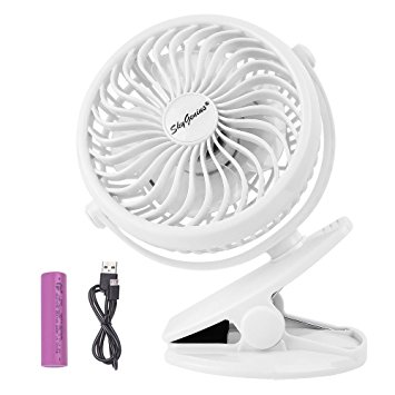 Battery Operated Clip on Fan for Baby Stroller Car Back Seat Laptop Travel Outdoors Camping ,Small Personal Fan Mini Desk Table Fan Portable Hand Held Powered by Rechargeable 2600mAh Battery or USB