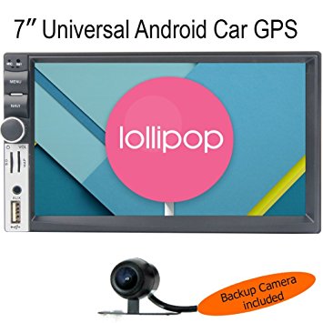 Pumpkin UNIVERSAL QuadCore 7 inch 2-Din Android 5.1 Lollipop Car Stereo Radio HD 1024*600 Muti-touch Screen GPS Navigation, 3G WIFI Bluetooth OBD2 Mirror Link with Backup Camera