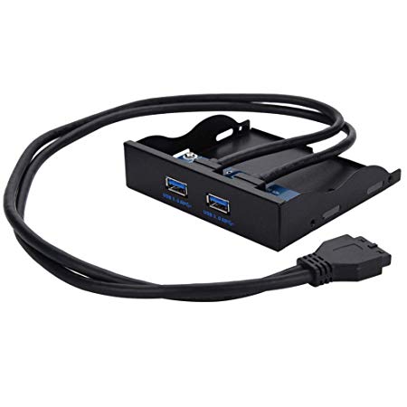 ASHATA USB Front Panel, USB 3.0 Floppy Front Panel with 2-Port,3.5 inches Floppy Bay 19 Pin to 2 Interface USB3.0 HUB