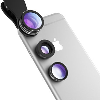 Fisheye Lens, Mpow 3 in 1 Clip-On IPhone Camera Lens , 0.65X Wide Angle   10X Macro Lens Kit for IPhone 6, Iphone 6s, 6Plus , iOS & Android Smartphones