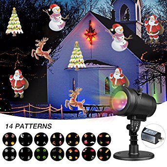 2017 Slide Show withProjection LED Lights-14 Switchable Slides, Auto Rotating, Gift for Christmas, Halloween, Holiday, Wall Motion Decoration