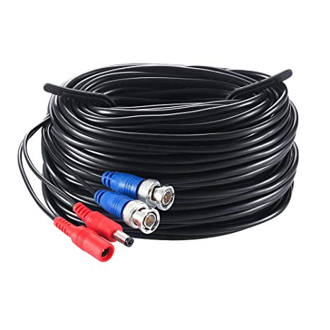 ZOSI 100 Feet 30m Video Power BNC RCA Cable Wires for CCTV Security Cameras Accessories Black