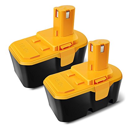 [2-Pack] Forceatt ABP1801 18V 3.0Ah 54Wh Ni-CD Replacement Cordless Power Tool Battery for Ryobi Tools ONE  ABP1801 ABP1803 BCP1817/2SM (Black-Yellow)