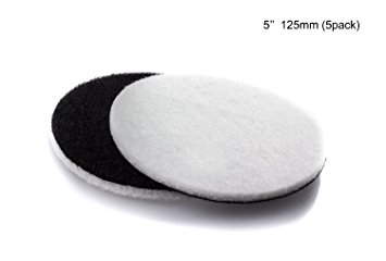 5 inch (125mm) Velour Backed Felt Polishing Pad (pack of 5 discs) EXTRA GRIP for polishing glass, plastic, metal, marble