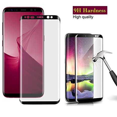 Galaxy S8 Plus Screen Protector, Premium Full Coverage HD Clear 3D Tempered Glass, [Easy Installation] [Bubble Free] [High Definition] [Anti-Scratch] Screen Protector for Samsung Galaxy S8 Plus