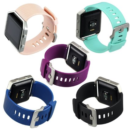 bayite Pack of 5 Replacement TPU Classic Smart Watch Bands for Fitbit Blaze, Small 5.5 - 6.7 inches