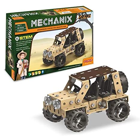 MECHANIX Safari Series, 155 Pieces in The Game, Can Make 5 Different Safari Cars Models, Made in India Game, for 8  Years of Kids