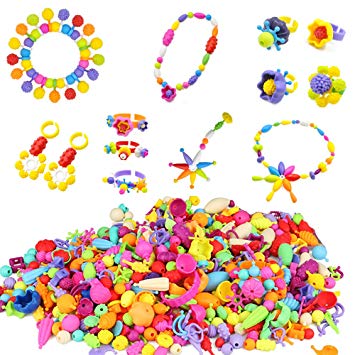 BESKIT 400 Pcs Pop Snap Beads Set - Arty Snap Together Beads for Girls Toddlers Kids Creative DIY Jewelry Set Toys - Making Necklace, Bracelet and Ring - Ideal Christmas & Birthday Gifts for Girls
