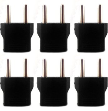 IR5F2-6 USA to India Plug Adapters (Pack of 6) (5 mm. Two Pin Non Grounding) Lifetime Warranty
