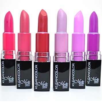 6 KLEANCOLOR MADLY MATTE LIPSTICK SET BOLD VIVID PURPLE PINK RED LIP STICK   FREE EARRING by Kleancolor