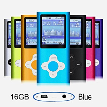 G.G.Martinsen Blue Stylish 16GB MP3/MP4 Player with FM Radio, Photo Viewer, and Voice Recorder, Mini Usb Port Slim 1.78 LCD, Digital Music Player, Media Player, Video Player, MP3 Player, MP4 Player