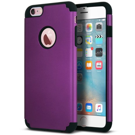 iPhone 6 Plus Case, iPhone 6S Plus Case (5.5 inch), ULAK Dual Layer Silicone PC Case for Apple iPhone 6 Plus (2014) / 6S Plus(2015) 5.5 inch 2-Piece Style Hybrid Hard Cover (Purple/Black)