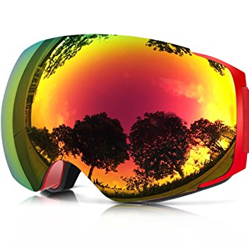 IceHacker X4 Ski Snowboard Snow Goggles Magnet Dual Layers Lens Spherical Design Anti-fog UV Protection Anti-slip Strap for Men & Women