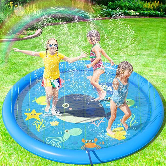 Peradix Water Sprinkler Pad for Kids, Upgraded 68' Summer Outdoor Water Toys Wading Pool Splash Play Mat for Toddlers Baby, Outside Water Play Mat for 1-12 Years Old