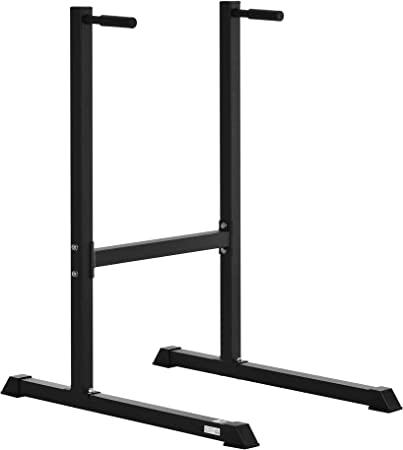 HOMCOM Estación de Musculación Tipo Barras Dip Soporte para Entrenar Pecho Abdominales y Espalda con Peso Máximo de 120 kg 104x70,5x122 cm Negro