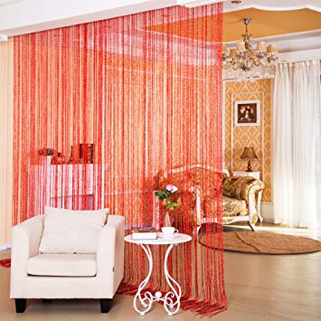 Desirable Life Decorative Door String Curtains Wall Panel Tassels Blinds Room Divider for Wedding Party Restaurant Home (Red, 39.4" x78.7")