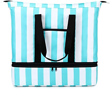 BLUBOON Mesh Beach Tote Bag with Cooler Insulated Detachable Pool Bags for Women