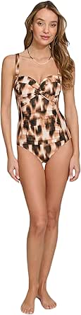 DKNY Women's One Piece Sweetheart Neck Bathing Suit