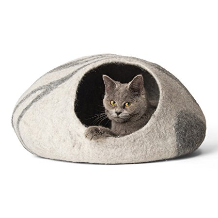 Twin Critters - Handcrafted Cat Cave Bed (Large) I Ecofriendly Cat Cave I Felted from 100% Natural Merino Wool I Handmade Pod for Cats and Kittens I Warm and cozy cat bed