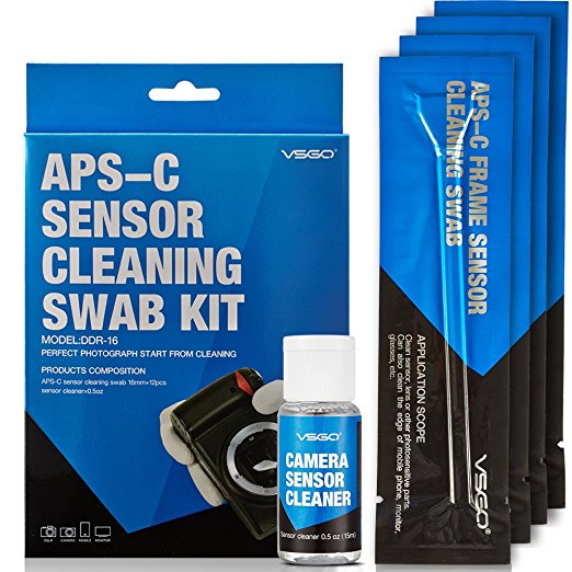 VSGO APS-C Frame (CCD/CMOS) Digital Camera Sensor Cleaning Kit - Swab DDR-16 Type 2 (Box of 12 X 16mm Swab   15ml Sensor Cleaner)