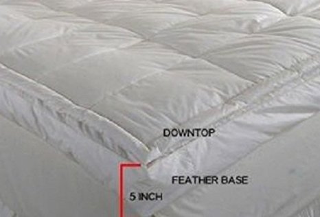 Luxurious Down-top Baffle Box 5-inch Gusset Feather Bed. Rest in Luxurious Comfort. Excellent Price for Luxury. It's Like Sleeping on a Snugly Warm Cloud Mattress Topper. Soft Squishy Comforter That You Sink Into All Night. Queen Size
