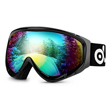 Odoland Snow Ski Goggles S2 Double Lens Anti-fog Windproof UV400 Eyewear - Skiing, Snowboarding, Motorcycle Cycling and Snowmobile Winter Outdoor Sports Protective Glasses