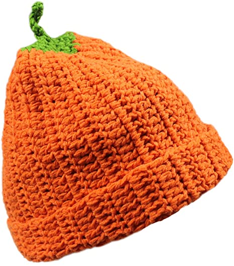 Unisex Winter Costume Knitted Crochet Pumpkin Skiing Snowboarding Beanie Hat Cap Yellow
