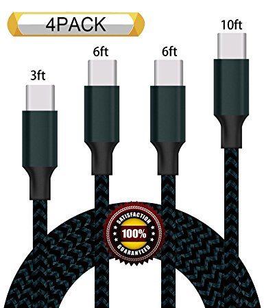 BULESK USB Type C Cable,4Pack 3Ft 6Ft 6Ft 10Ft USB C Cable Nylon Braided Long Cord USB Type A to C Fast Charger for Samsung Galaxy Note8 S8 Plus, Apple Macbook, LG G6 V20, Pixel, Nexus 6P Nvay