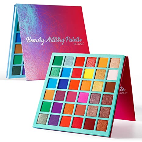 DE’LANCI Highly Pigmented Eyeshadow Palette Matte and Shimmer Bright Eyeshadow Pallet with 36 Colors, Blendable Pressed Powder Eye Shadow,Home Necessary Make up Palette for Natural to Party Look