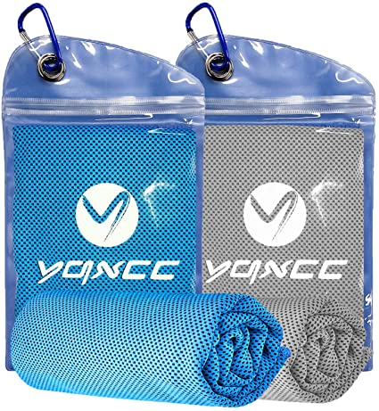 YQXCC 2 Pack Cooling Towel (120x30 cm) Ice Towel for Neck, Microfibre Cool Towel, Soft Breathable Chilly Towel for Yoga, Golf, Gym, Camping, Running, Workout & More Activities