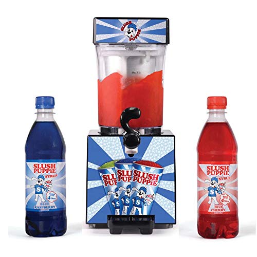 Slush Puppie with Two Syrups - Red Cherry and Blue Raspberry
