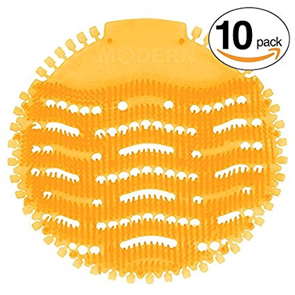 Urinal Screen & Deodorizer (10-pack) by Modern Industrial - Fits Most Top Urinal Brands at Restaurants, Offices, Schools, etc. (Orange Citrus)