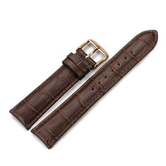 iStrap 20mm Calfskin Replacement Watch Band With Rose Gold Pin Buckle for Men Women - Brown