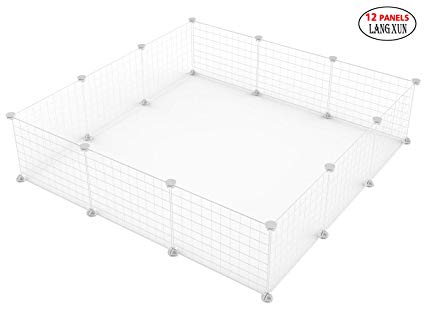 LANGXUN Metal Wire Storage Cubes Organizer, DIY Small Animal Cage for Rabbit, Guinea Pigs, Puppy | Pet Products Portable Metal Wire Yard Fence