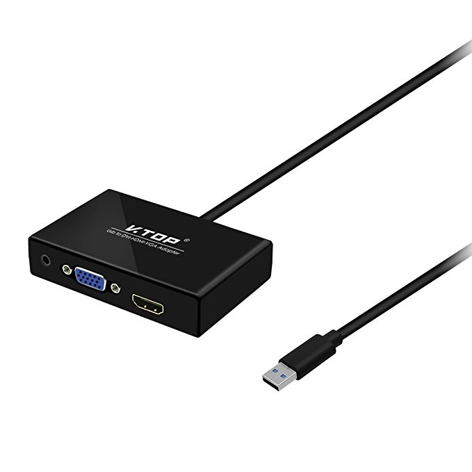 USB 3.0 to HDMI-VGA-DVI Monitor External Video Card Adapter with 3.5mm Audio Converter