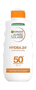 Garnier Ambre Solaire Hydra 24H Sonnenschutz-Milch LSF 50 , schnell einziehend, nicht fettend, wasserfest, 200 ml