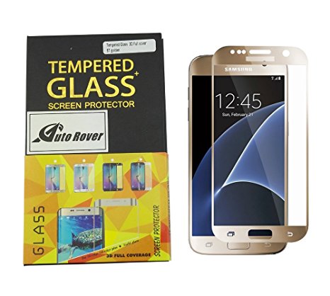 Auto Rover S7 screen protector - Samsung Galaxy S7 Tempered Glass - High Definition - Full 100% Coverage(gold)