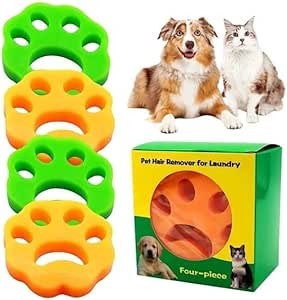 4 Pack Pet Hair Remover for Laundry - Hair and Lint Catcher Lint Removal for Dog Hair - Cat Hair Remover Reusable Lint Catcher Remove Pet Hair Dryer, Laundry, Clothes, Bedding - Non-Toxic Lint Catcher