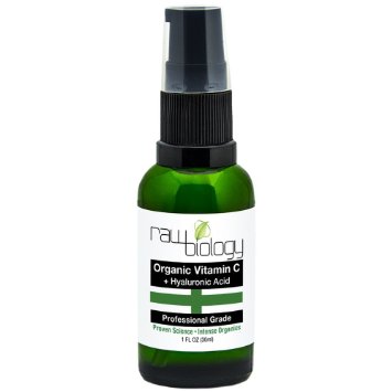 Raw Biology - Organic Vitamin C Serum With Hyaluronic Acid! Clinical Strength Age Defying Formula For Your Skin!