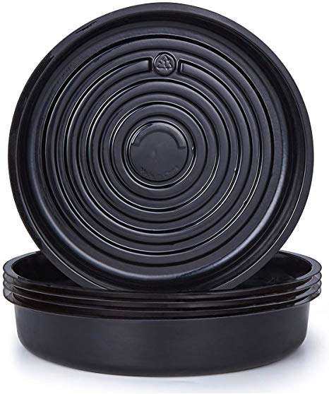 Idyllize 5 Pieces of 10 Inch Black Thick Sturdy Plastic Heavy Duty Plant Saucer Drip Tray for Pots