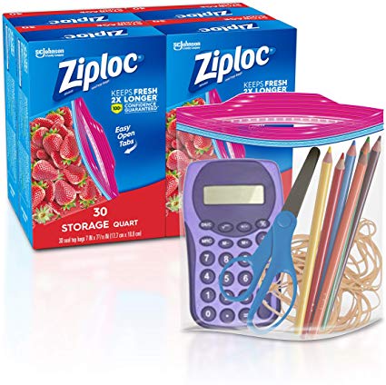 Ziploc Storage Bags, Quart, 4 Pack, 30 ct (120 Total Bags)