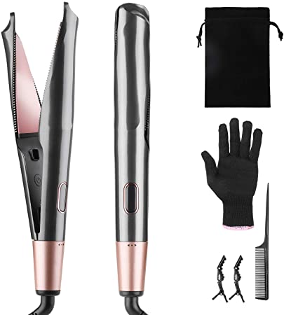 Hair Straightener and Curler, Zealite 2 in 1 Ceramic Flat Iron for Hair - Straightners & Curls with Adjustable Temp from 210℉ - 450℉, LCD Display & Auto Shut-Off