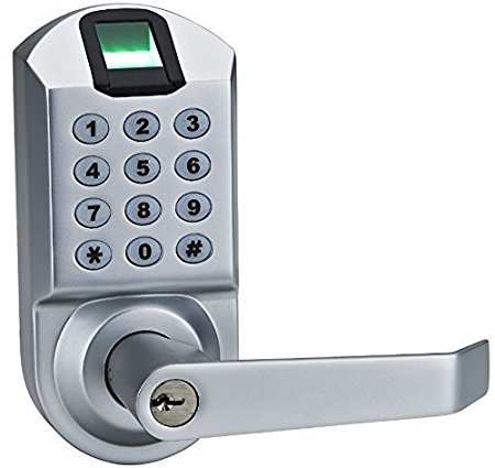 Ardwolf A1 No Drills Needed Keyless Keypad Biometric Fingerprint Door Lock, Unlock with Fingerprint Key Password - Satin Chrome