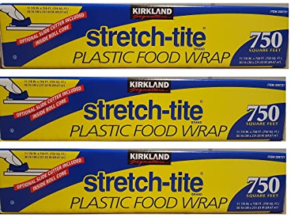 KIRKLAND SIGNATURE Stretch Tite Plastic Food Wrap uZzDke, 3 Packs (750 Sq ft Food Wrap)