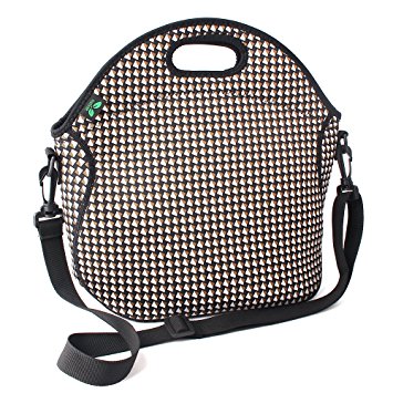 F40C4TMP Insulated Neoprene Lunch Bag with pocket & Adjustable Shoulder Strap Black 7L (White)